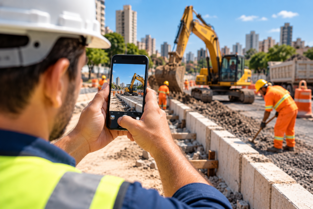 Inspetor-registra-obra-urbana-em-andamento
